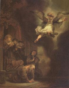 REMBRANDT Harmenszoon van Rijn The Archangel Leaving the Family of Tobias (mk05) oil painting image